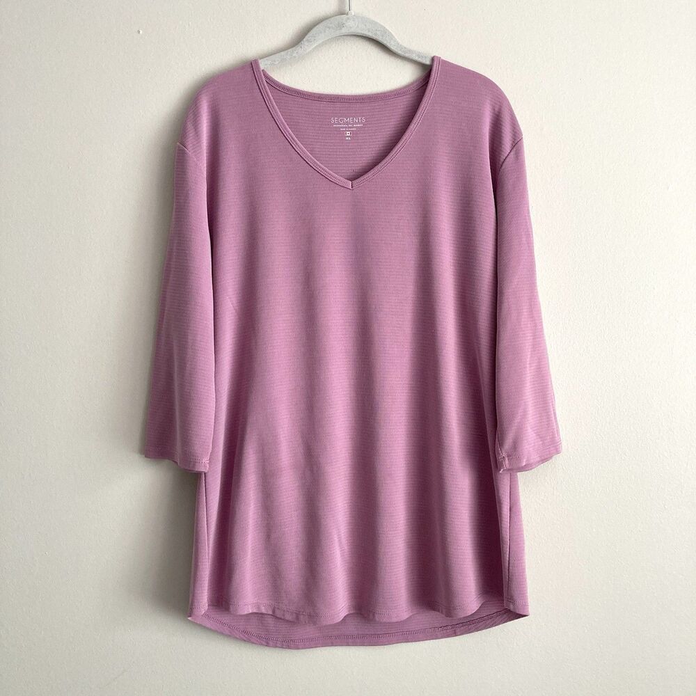 Segments Top Womens Base Layer Purple Ribbed Shirt Size XL Modal Soft Casual